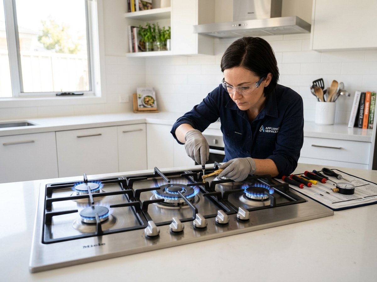 Gas stove burner calibration with clean blue flame